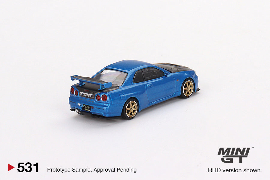 Mini GT 1:64 Nissan Skyline GT-R (R34) Top Secret Bayside Blue RHD