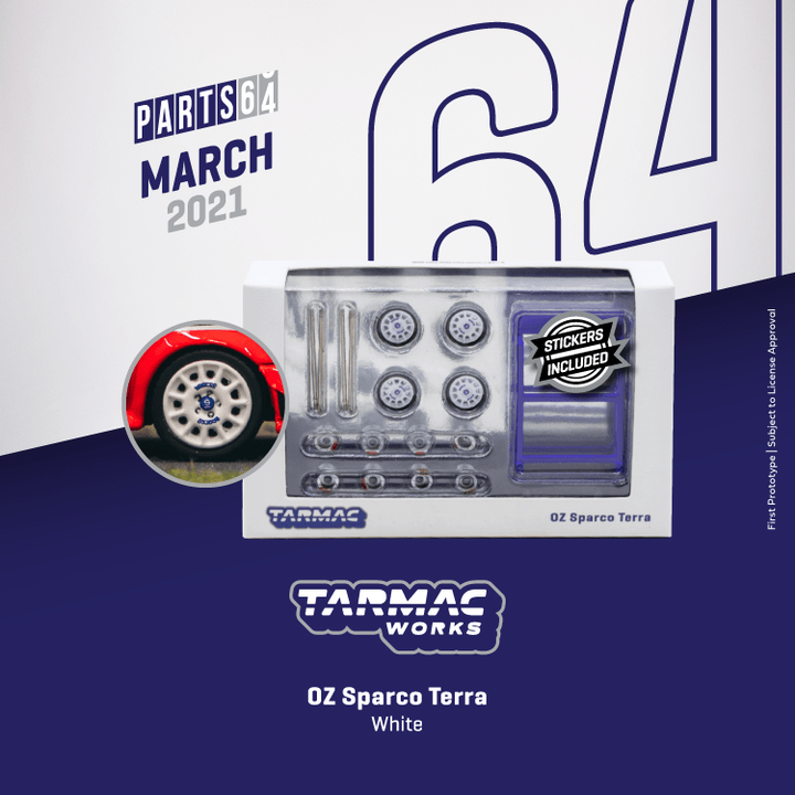 Tarmac Works 1:64 OZ Sparco Terra White Tire Set