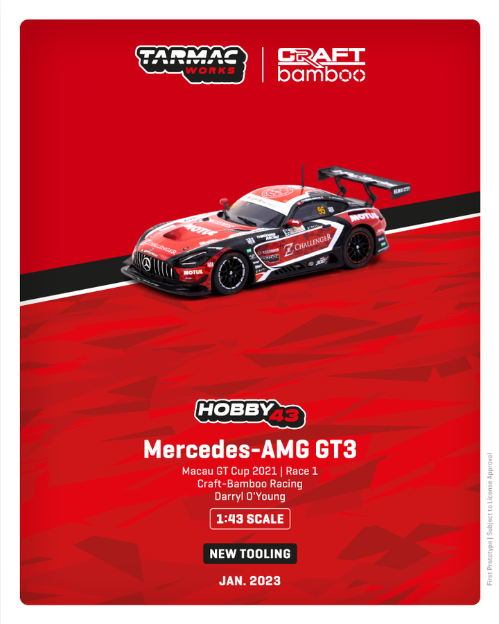 Tarmac Works 1:43 Mercedes-AMG GT3 Macau GT Cup 2021 - Race 1 Craft-Bamboo Racing Darryl O'Young T43-023-21MGP95 