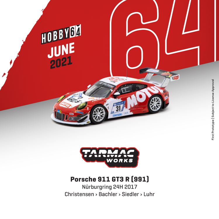 Tarmac Works 1:64 Porsche 911 GT3 R (991) Nürburgring 24h 2017 Christensen > Bachler >Siedler >Luhr