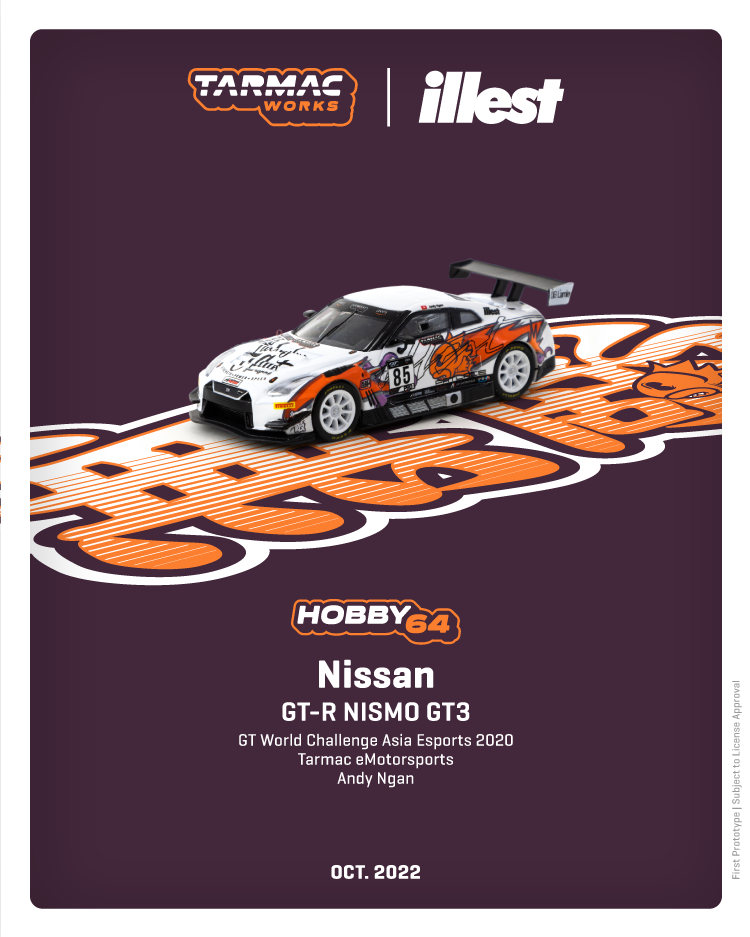 Tarmac Works 1:64 Nissan GT-R NISMO GT3 GT World Challenge Asia Esports 2020 Tarmac eMotorsports Andy Ngan T64-035-ILLEST