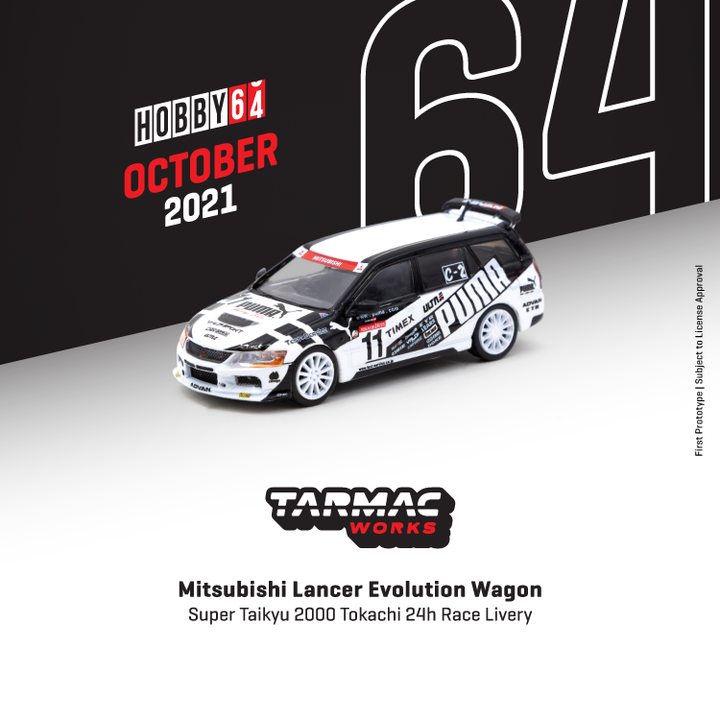 Tarmac Works 1:64 Mitsubishi Lancer Evolution Wagon Super Taikyu 2000 Tokachi 24H race livery T64-042-PU 