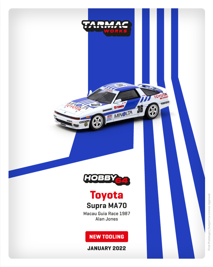 Tarmac Works 1:64 Toyota Supra MA70 Macau Guia Race 1987 Alan Jones T64-064-87MGP36