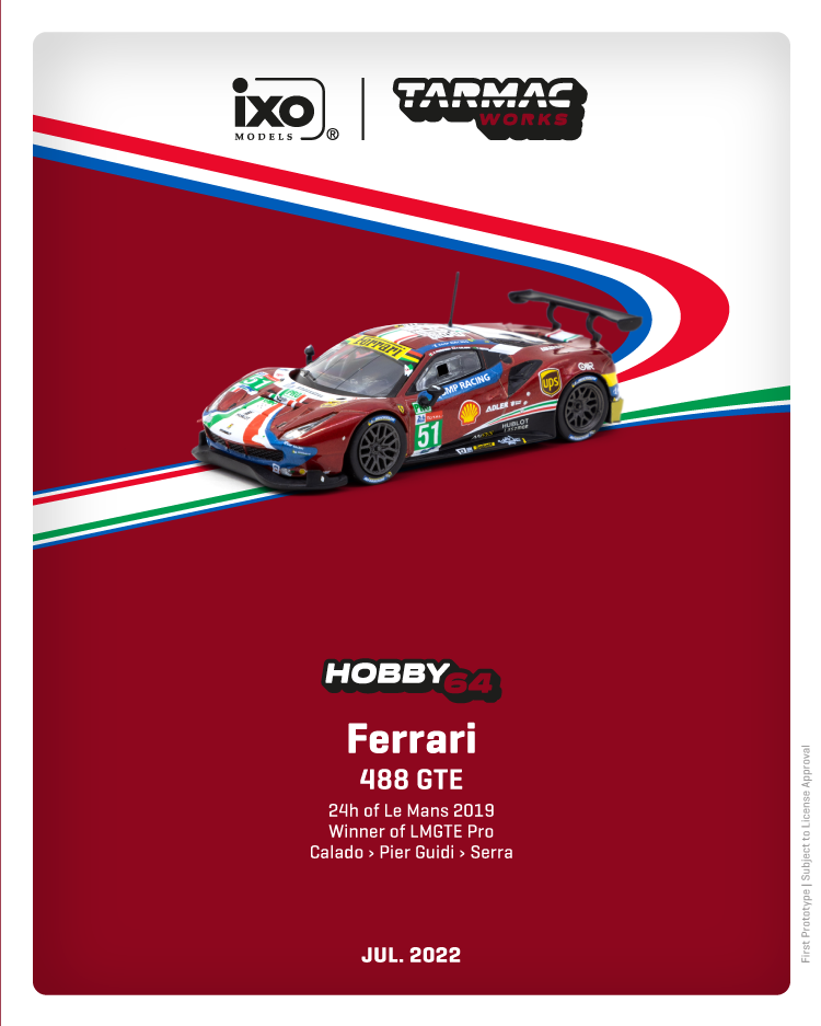 Tarmac Works 1:64 Ferrari 488 GTE 24h of Le Mans 2019 - Winner of LMGTE Pro Calado / Pier Guidi / Serra T64-071-18WEC51