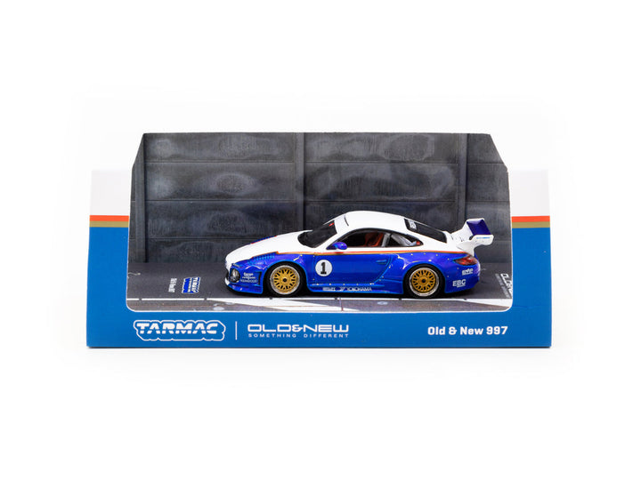 Tarmac Works 1:64 Old & New Porsche 997 Blue / White