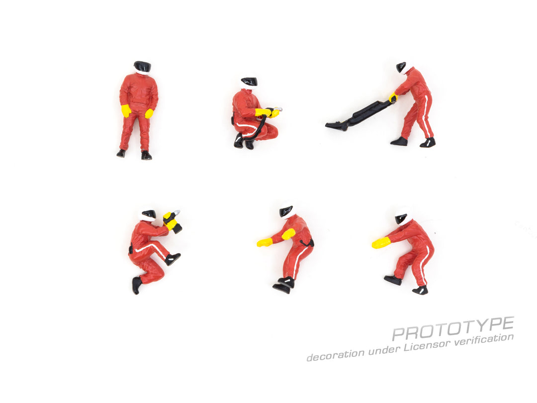 Tarmac Works 1:64 Figures Set Pit Crew Red