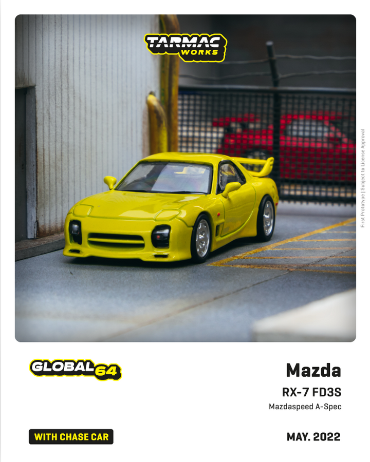 Tarmac Works 1:64 Mazda RX-7 (FD3S) Mazdaspeed A-Spec Competition Yellow Mica T64G-012-YL