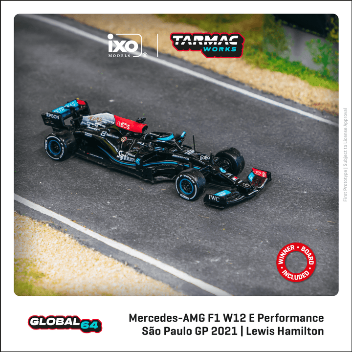 Tarmac Works 1:64 Mercedes-AMG F1 W12 E Performance São Paulo Grand Prix 2021 Winner Lewis Hamilton T64G-F037-LH2