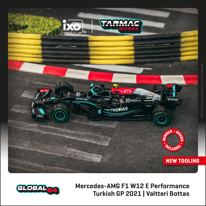 Tarmac Works 1:64 Mercedes-AMG F1 W12 E Performance Turkish Grand Prix 2021 Winner Valtteri T64G-F037-VB1