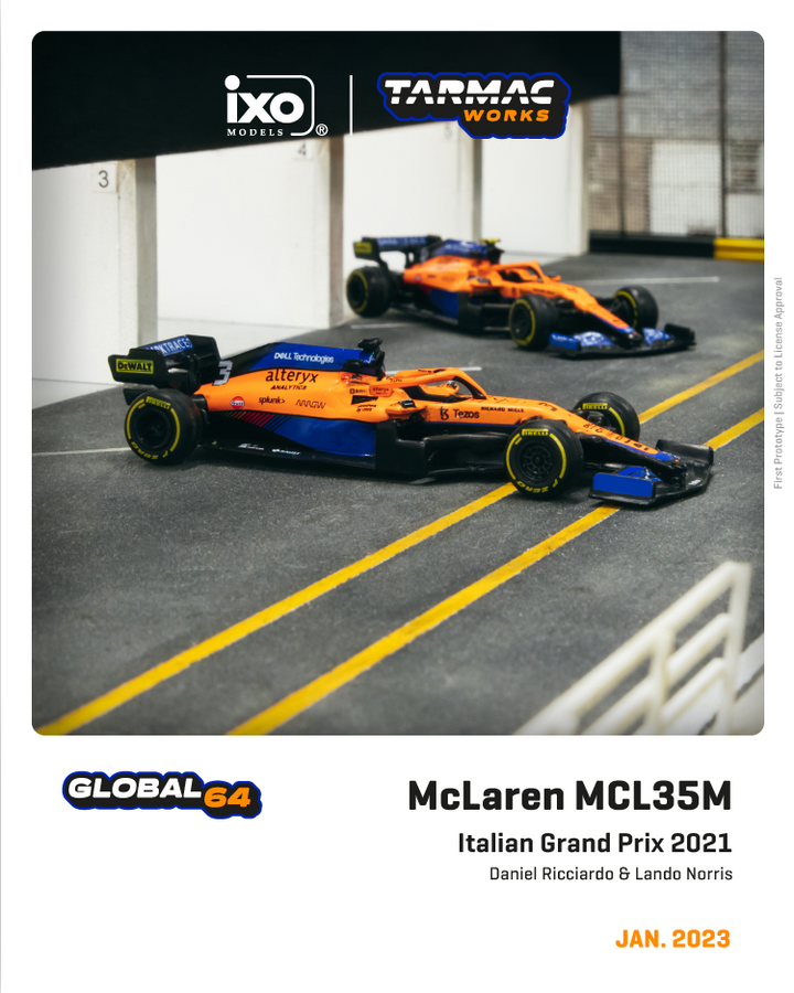 Tarmac Works 1:64 McLaren MCL35M Italian Grand Prix 2021 Winner Daniel Ricciardo Lando Norris T64G-F040-DR2 T64G-F040-LN2