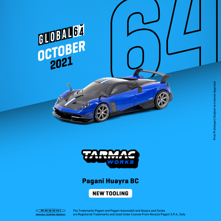 Tarmac Works 1:64 Pagani Huayra BC Blu Francia / Black T64G-TL014-BL