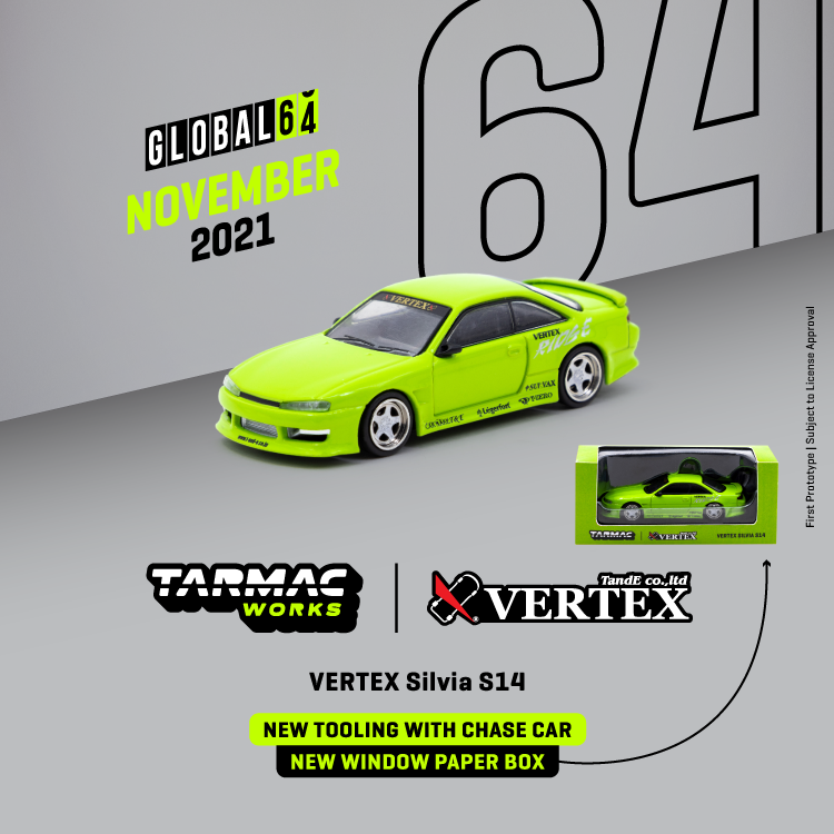 Tarmac Works 1:64 VERTEX Silvia S14 Light Green T64G-TL018-LG
