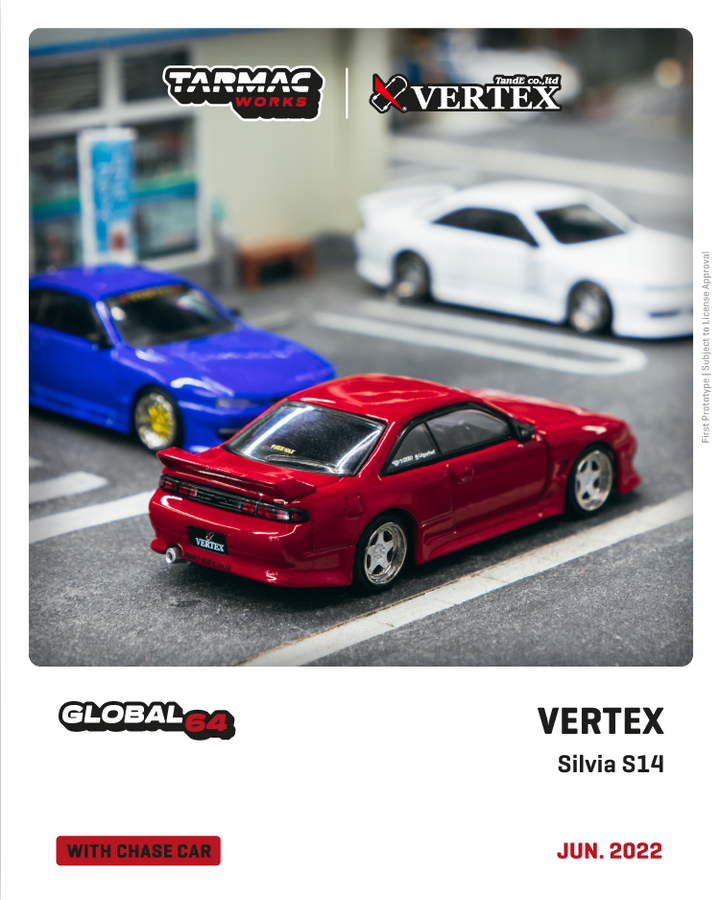 Tarmac Works 1:64 VERTEX Silvia S14 Red Metallic T64G-018-RE