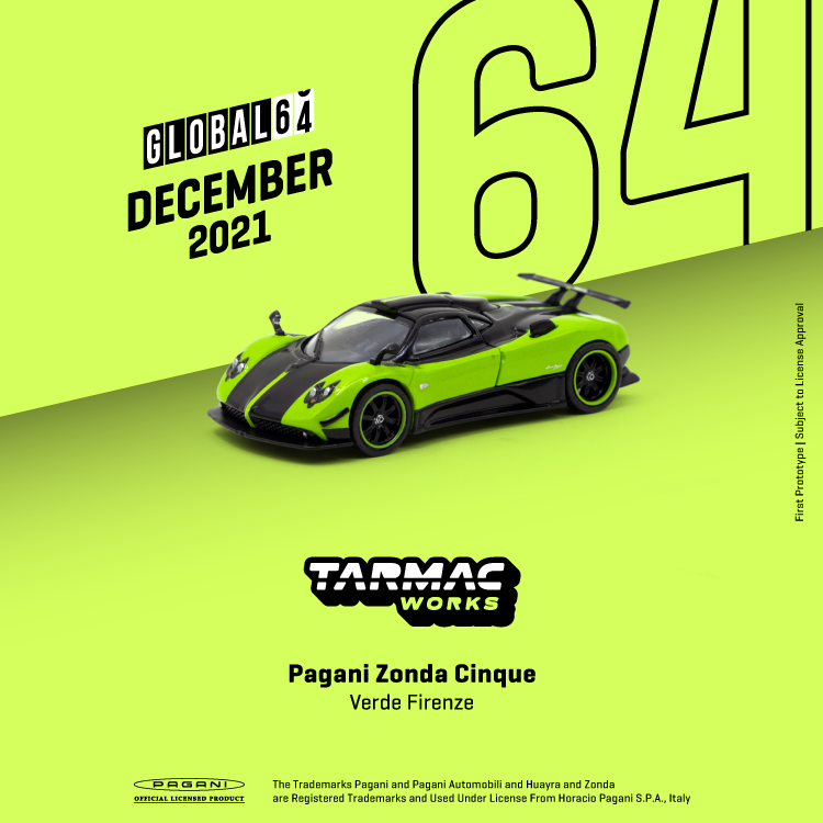 Tarmac Works 1:64 Pagani Zonda Cinque Verde Firenze T64G-TL021-GR
