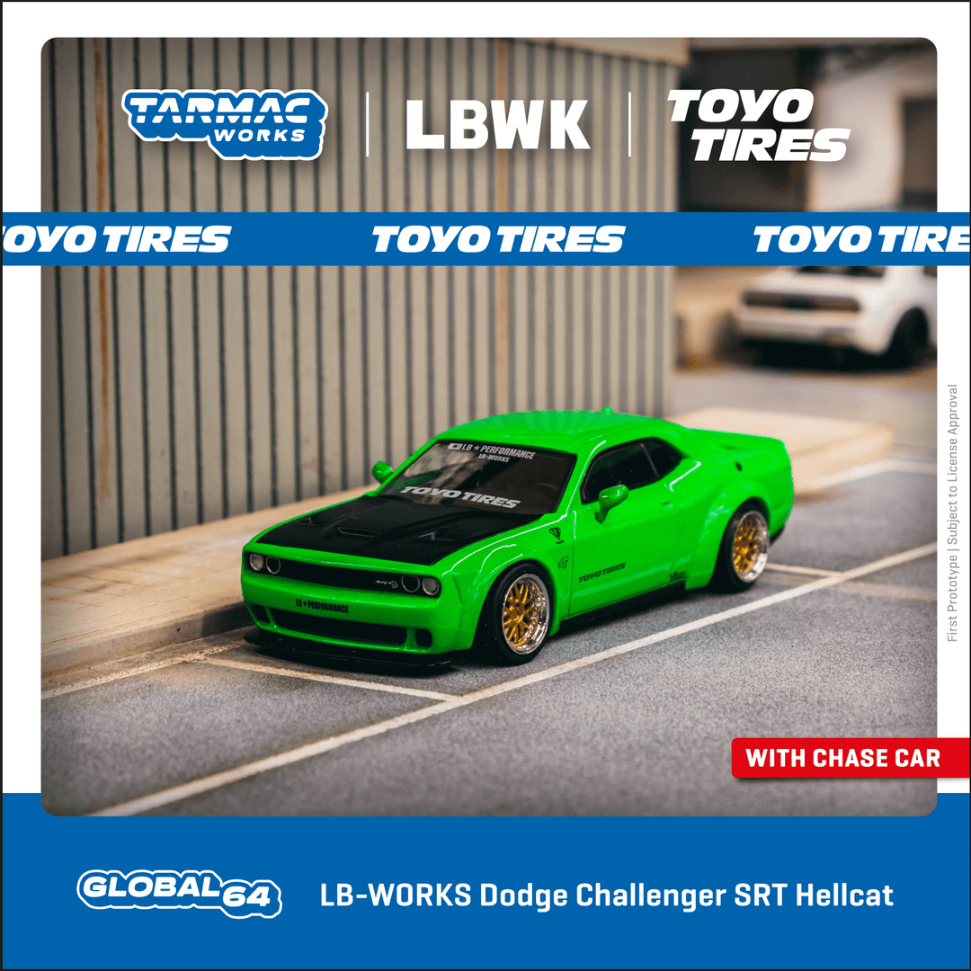 Tarmac Works 1:64 LB-WORKS Dodge Challenger SRT Hellcat Green Metallic T64G-TL039-GR