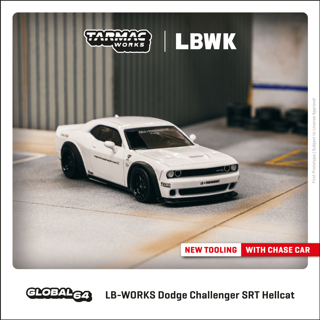 Tarmac Works 1:64 LB-WORKS Dodge Challenger SRT Hellcat White T64G-TL039-WH