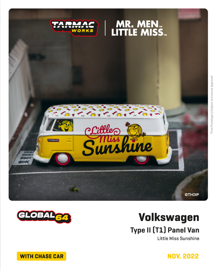 Tarmac Works 1:64 VW Type II (T1) Panel Van  Mr. Men Little Miss Little Miss Sunshine T64S-005-MMLM