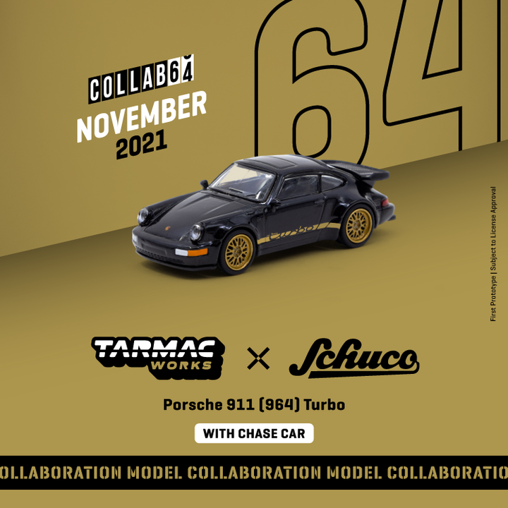 Tarmac Works 1:64 Porsche 911 (964) Turbo Black T64S-009-BLK