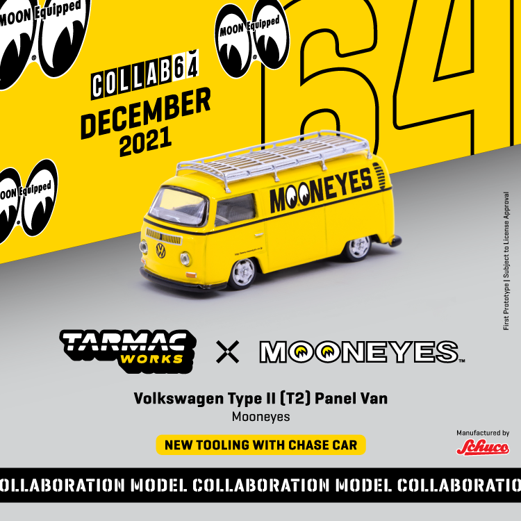 Tarmac Works 1:64 Volkswagen Type II (T2) Panel Van Mooneyes with Roof Rack T64S-010-ME1