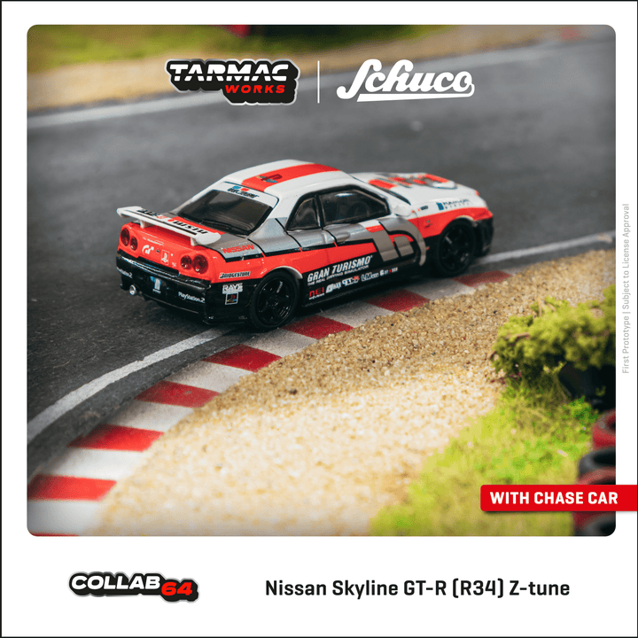 Tarmac Works 1:64 Nissan Skyline GT-R (R34) Z-tune White/Red/Black T64S-014-GT