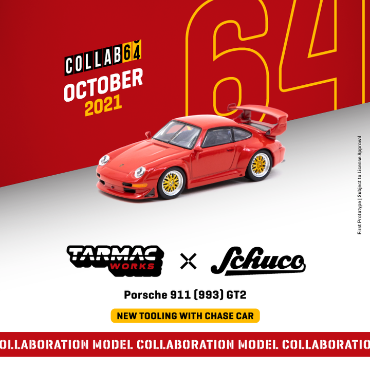 Tarmac Works X Schuco 1:64 Porsche 911 (993) GT2 Red T64S-004-RD