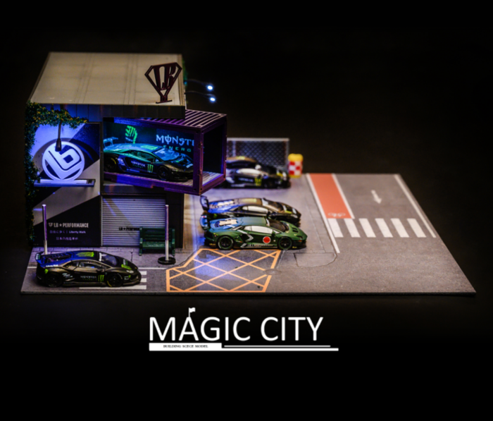 Magic City 1:64 Diorama LB & Monster Energy Double Floor Showroom