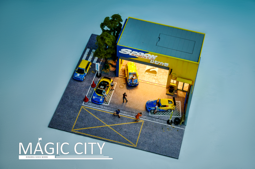 Magic City 1:64 Diorama Spoon Tuner Set Spoon Garage