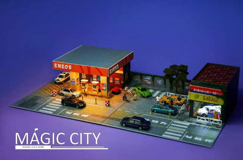 [Preorder] Magic City 1:64 Diorama ENEOS Gas Station & Display Building