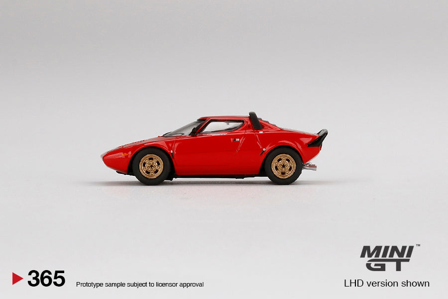 Mini GT 1:64 Lancia Stratos HF Stradale Rosso Arancio MGT00365-L LHD Side