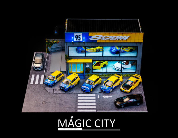 Magic City 1:64 Garage Diorama Spoon Two Floor Exhibition Building