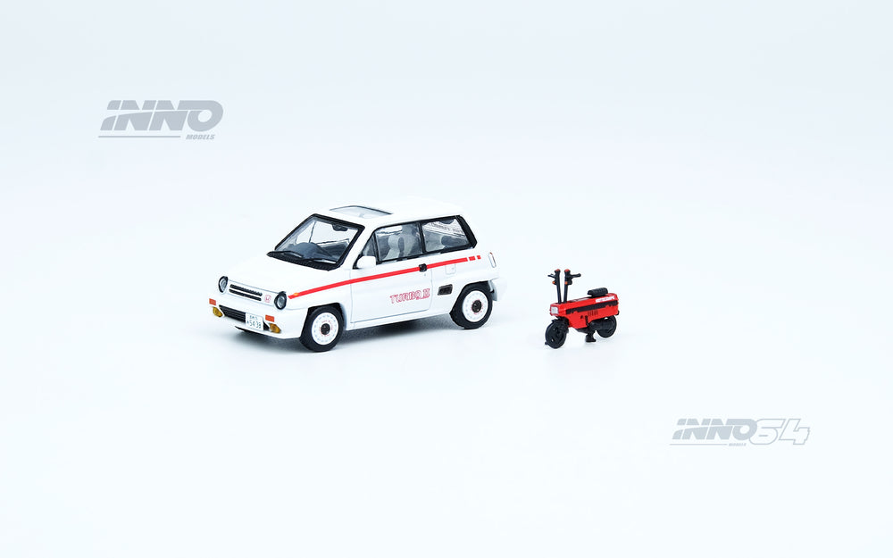 Inno64 1:64 Honda City Turbo II White (Mod Version) With Red MOTOCOMPO IN64-CITYII-WHIMV