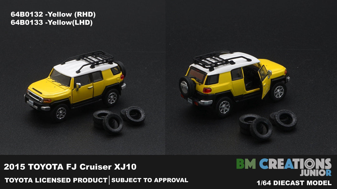 BM Creations Junior 1:64 Toyota 2015 FJ Cruiser XJ10 Yellow LHD