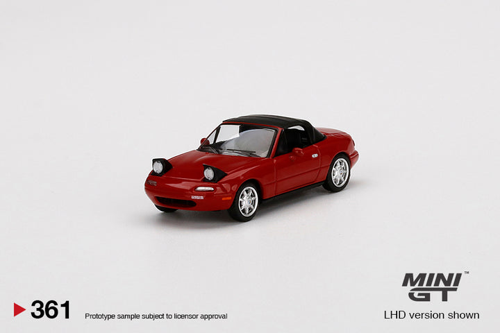 Mini GT 1:64 Mazda Miata MX-5 (NA) Classic Red Headlight Up / Soft Top MGT00361-L LHD