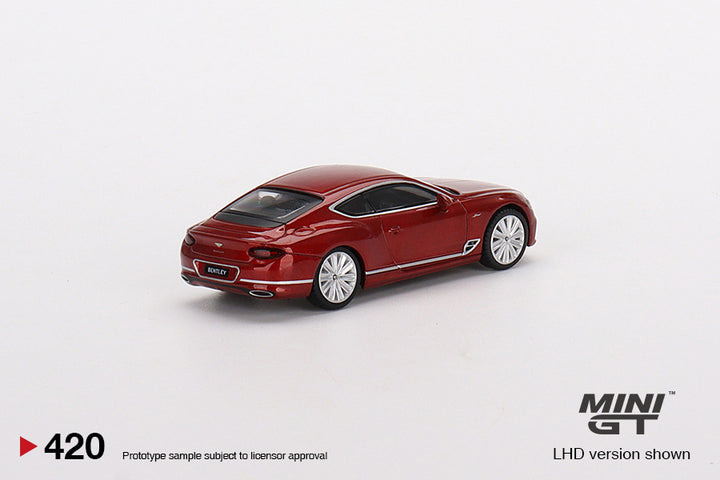 Mini GT 1:64 Bentley Continental GT Speed 2022 Candy Red LHD MGT00420-CH Rear