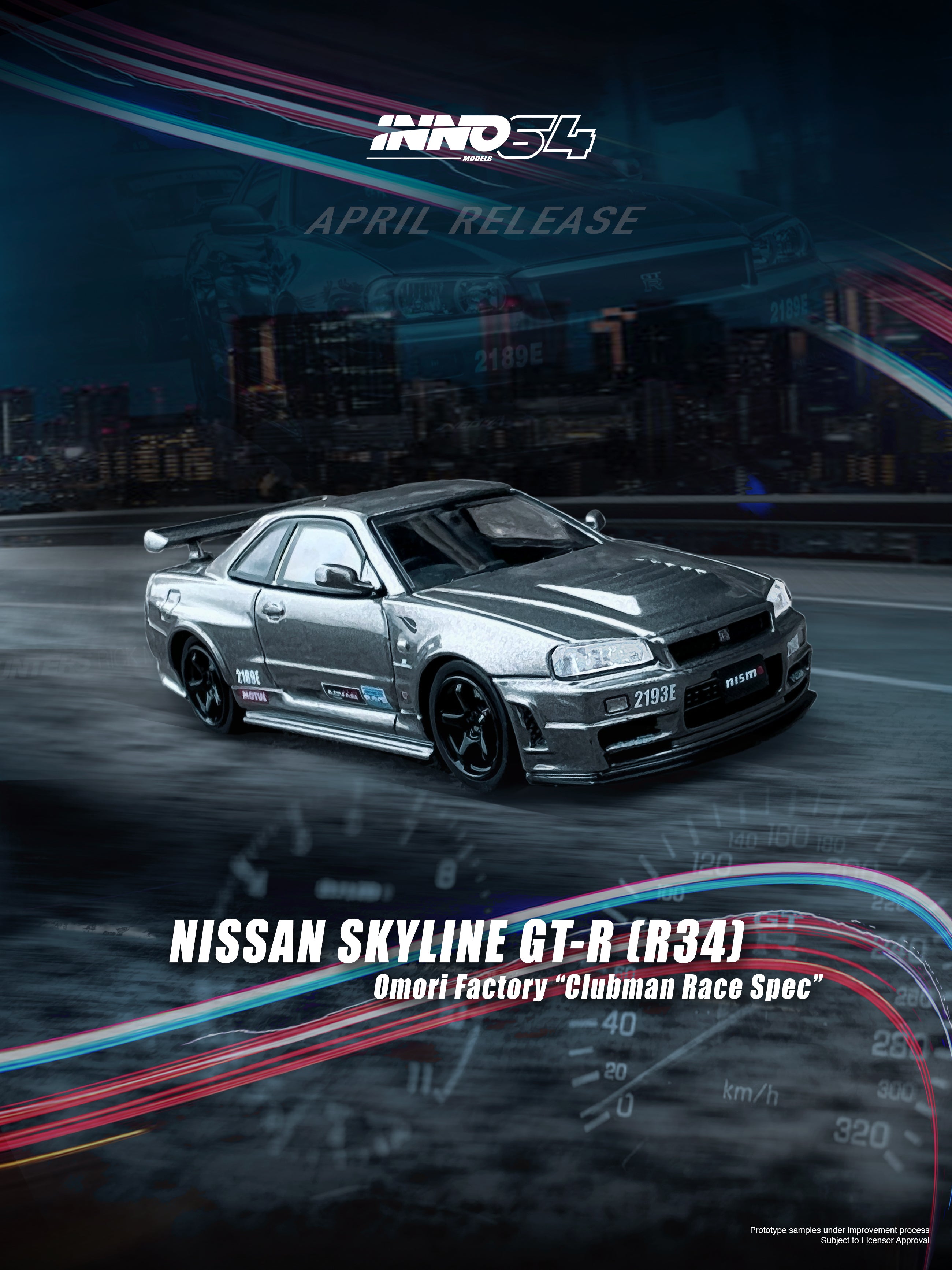 Inno64 1:64 Nissan Skyline GT-R (R34) OMORI FACTORY CLUBMAN RACE