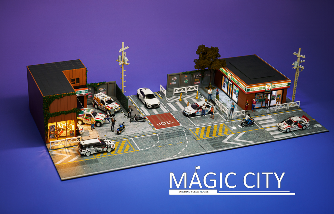 Magic City 1:64 Diorama Mitsubishi Auto Shop & 7/11 Supermarket 110054
