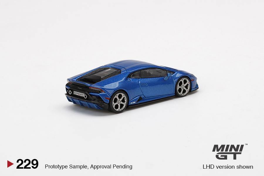 MiniGT 1:64 Lamborghini Huracán EVO Blu Eleos Rear Back