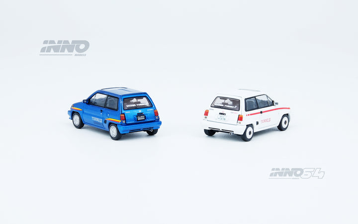 Inno64 1:64 Honda City Turbo II Blue With White Motocompo