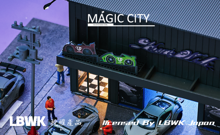 Magic City 1:64 Diorama Japan LBWK HQ Black Tuner Shop