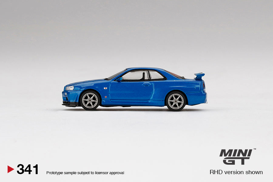 Mini GT 1:64 Nissan Skyline GT-R (R34) V-Spec II Bayside Blue RHD MGT00341-R Side