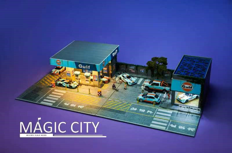 [Preorder] Magic City 1:64 Diorama Gulf Gas Station & Display Building