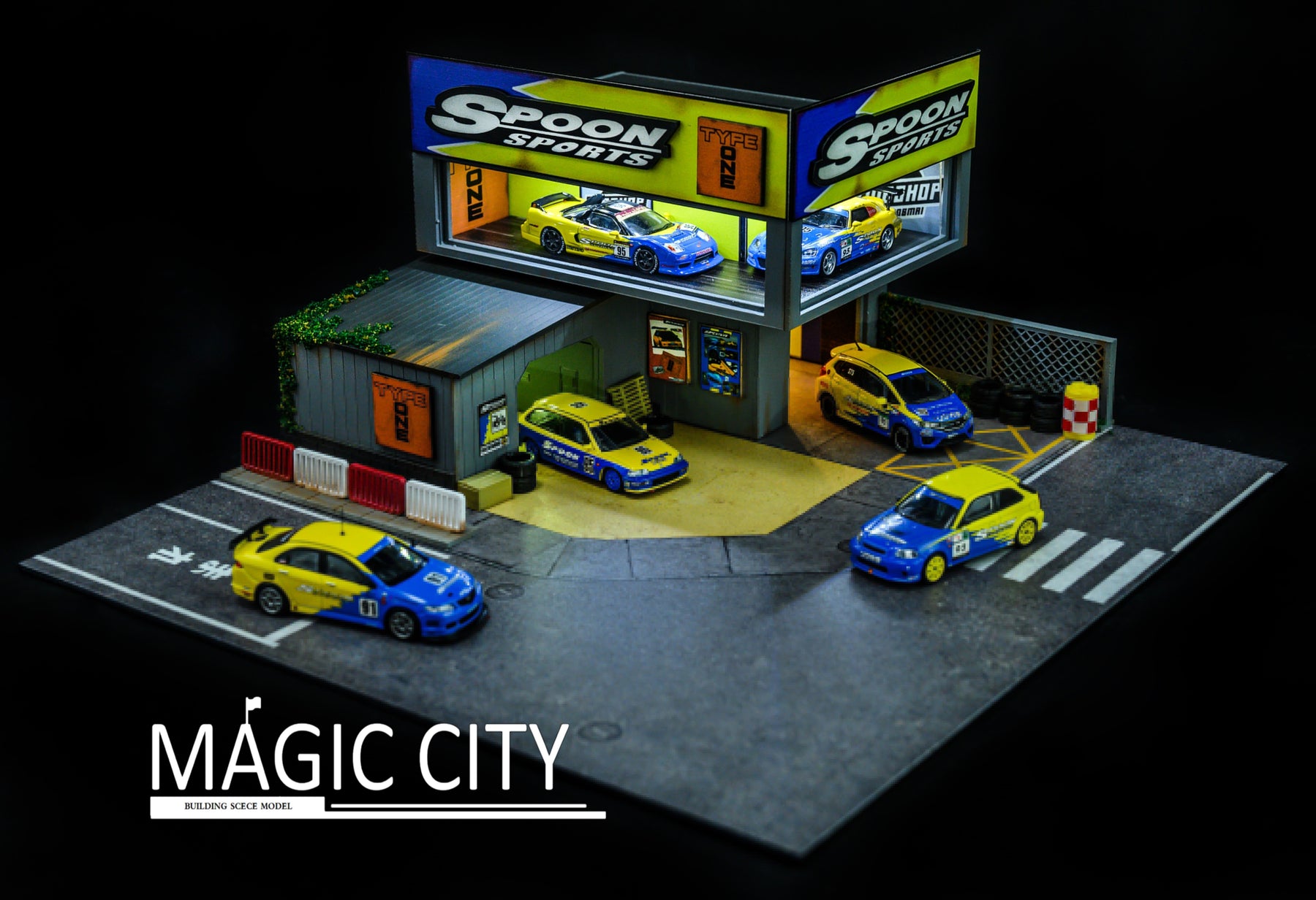 Magic City ジオラマ スプーン Spoon ガレージ & 整備工場 - ミニカー
