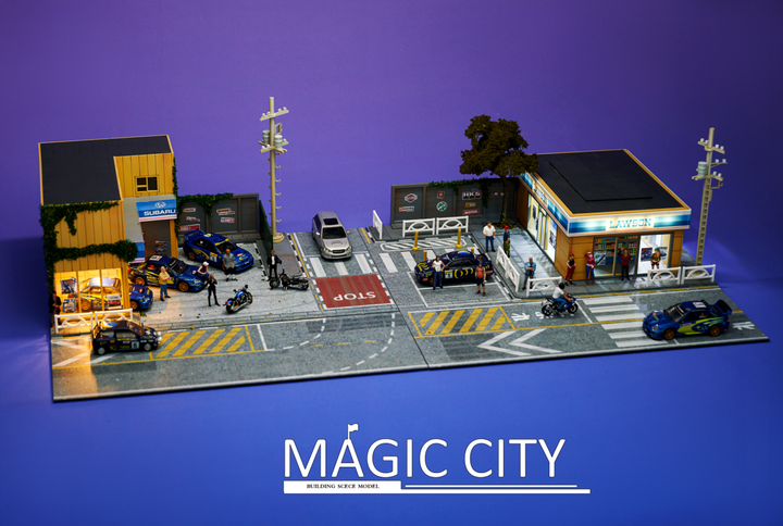 [Preorder] Magic City 1:64 Diorama Subaru Repair Shop & LAWSON Supermarket