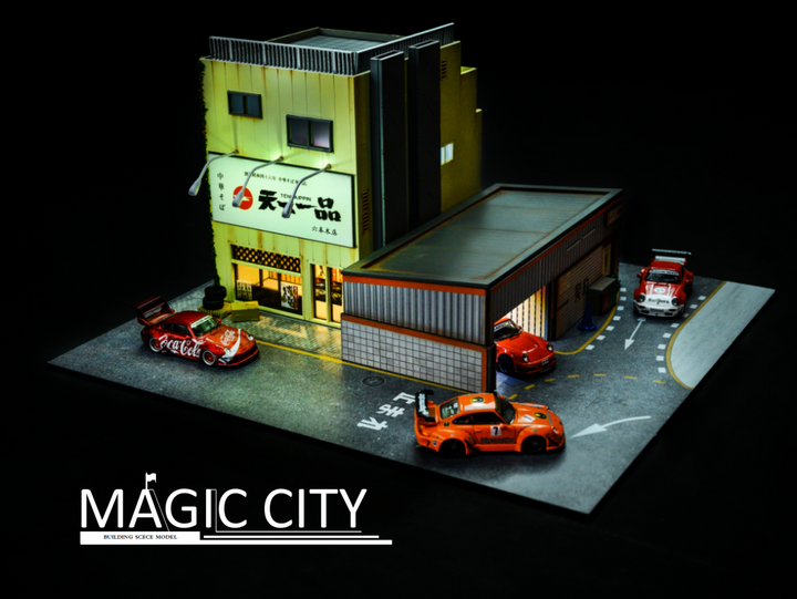 Magic City 1:64 Diorama Rwb Roppongi Annual Gathering, Contract Office + Tenkaippin Ramen Shop 110032
