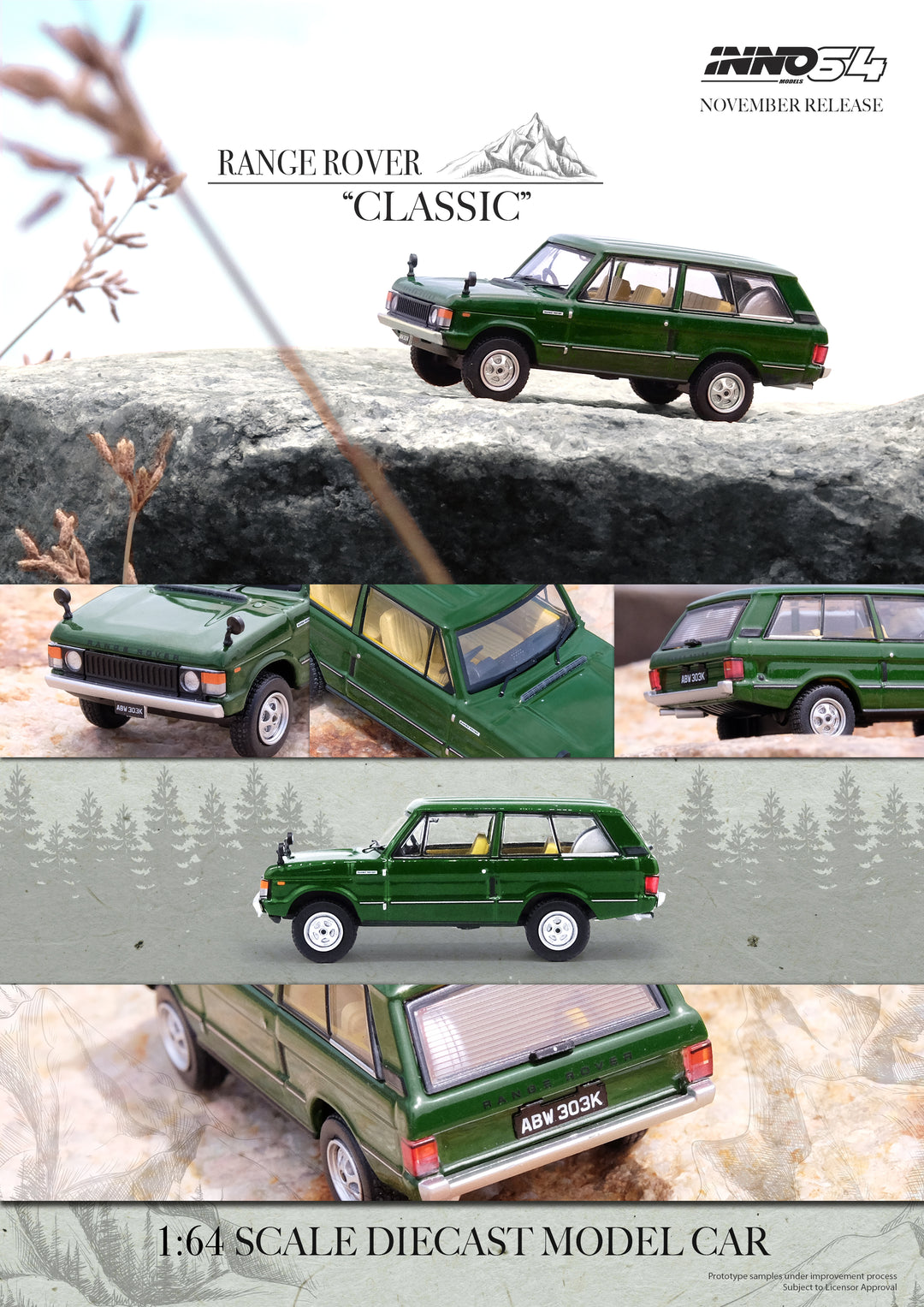 Inno64 1:64 Range Rover Classic Lincoln Green / White