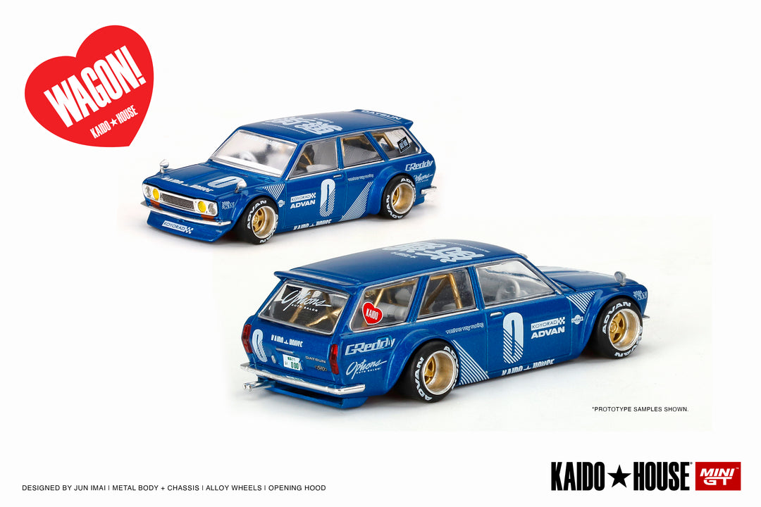 Kaido House + Mini GT 1:64 Datsun KAIDO 510 Wagon Blue KHMG011