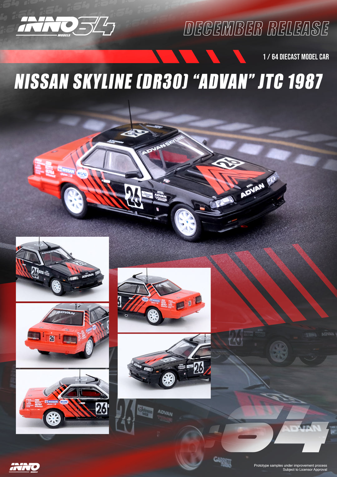 Inno64 1:64 Nissan Skyline 2000 Turbo RS-X (HR31) #26 "ADVAN"