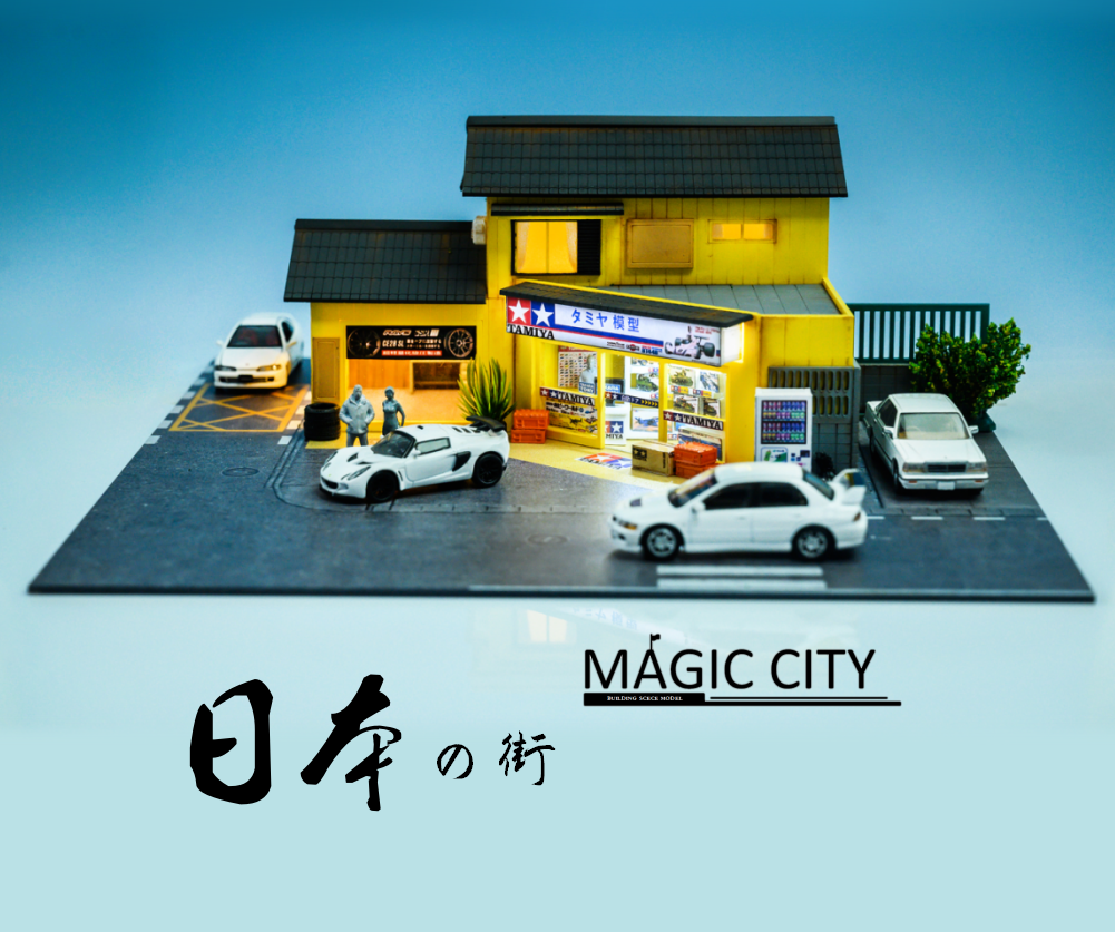 Magic City 1:64 Diorama Japanese Model Shop and Garage (rerelease)