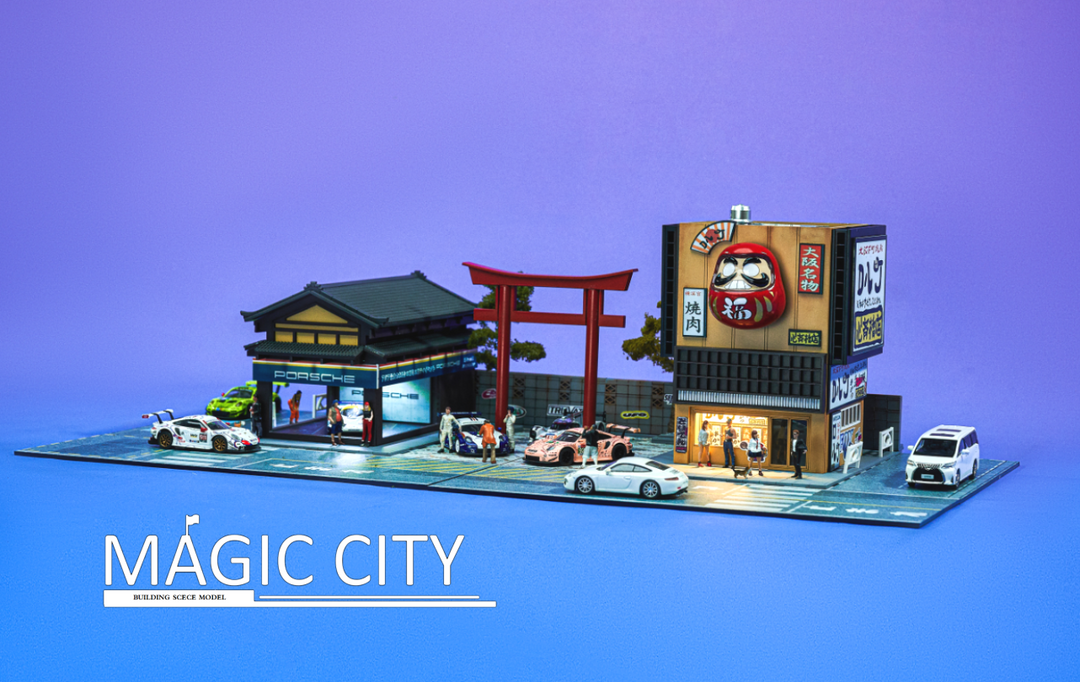 Magic City 1:64 Japanese Showa Architecture Porsche Showroom & Yakiniku Restaurant