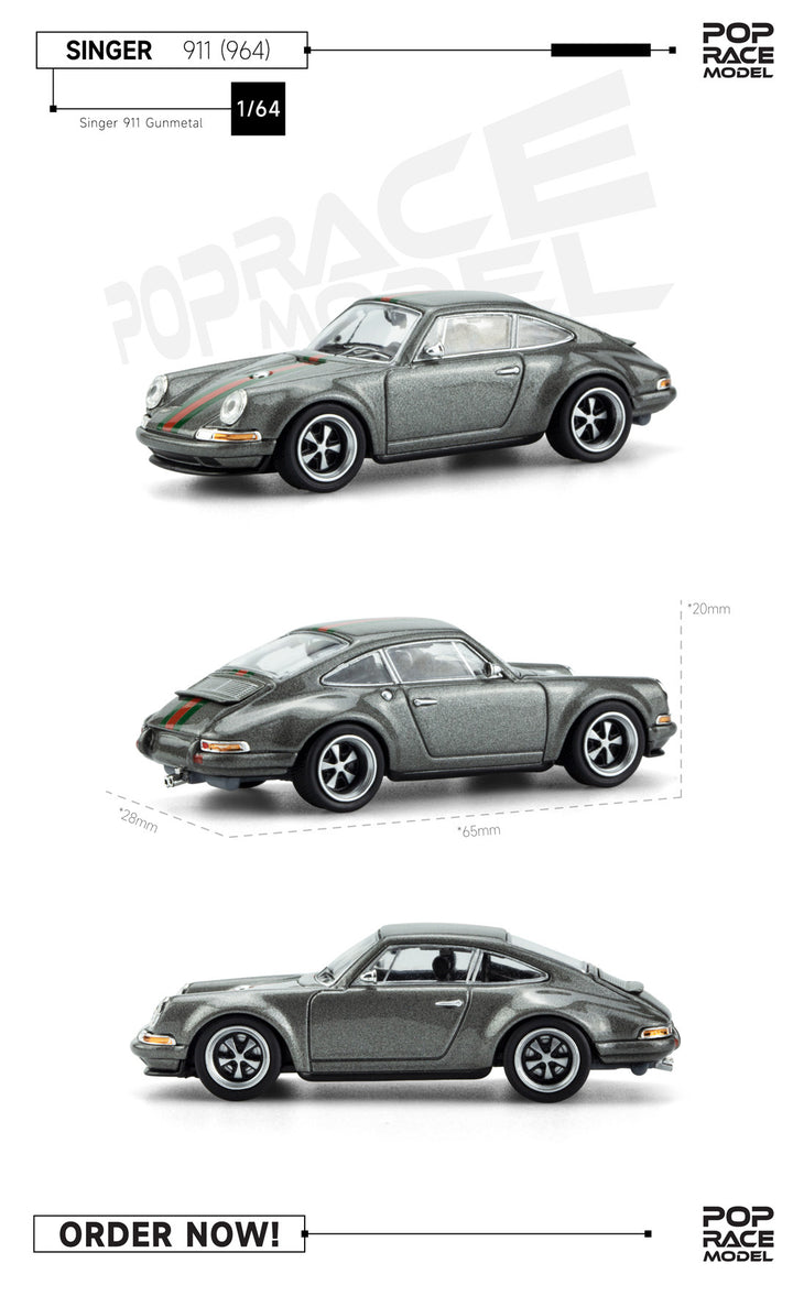 POPRACE 1:64 Singer 911 964 Gun Metal